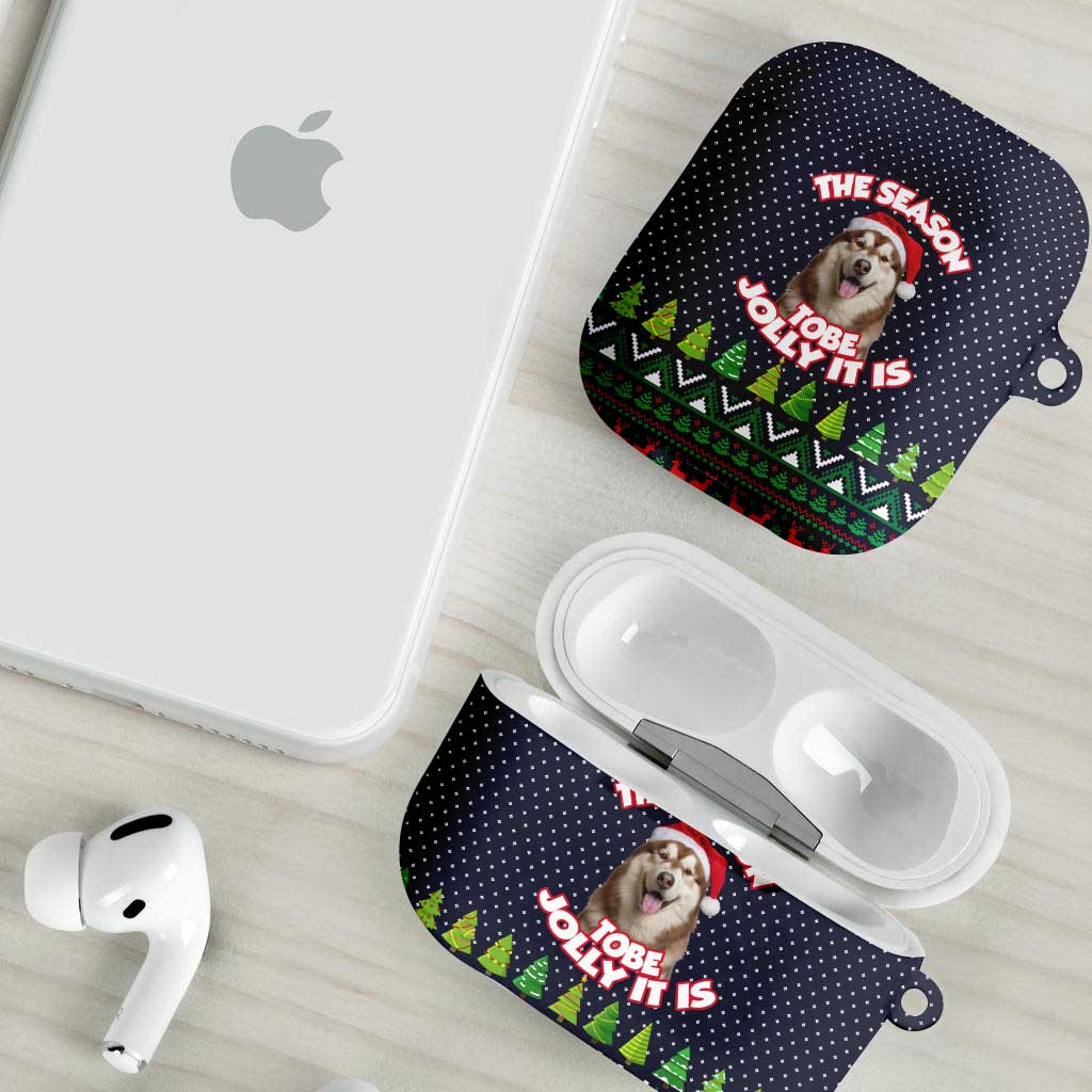 The Season To Be Jolly Siberian Husky Xmas Ball Christmas AirPods Case Xmas Holiday Patterns - Wonder Print Shop