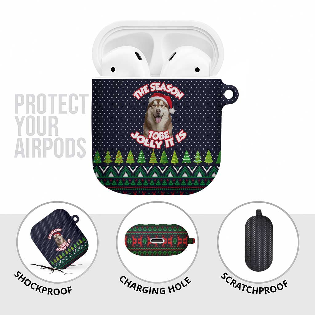 The Season To Be Jolly Siberian Husky Xmas Ball Christmas AirPods Case Xmas Holiday Patterns - Wonder Print Shop