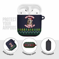 The Season To Be Jolly Siberian Husky Xmas Ball Christmas AirPods Case Xmas Holiday Patterns - Wonder Print Shop