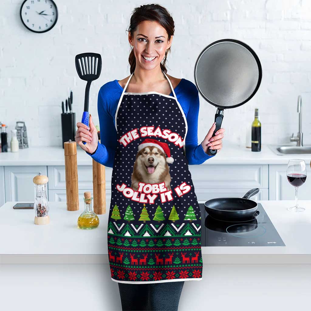 The Season To Be Jolly Siberian Husky Xmas Ball Christmas Apron Xmas Holiday Patterns - Wonder Print Shop