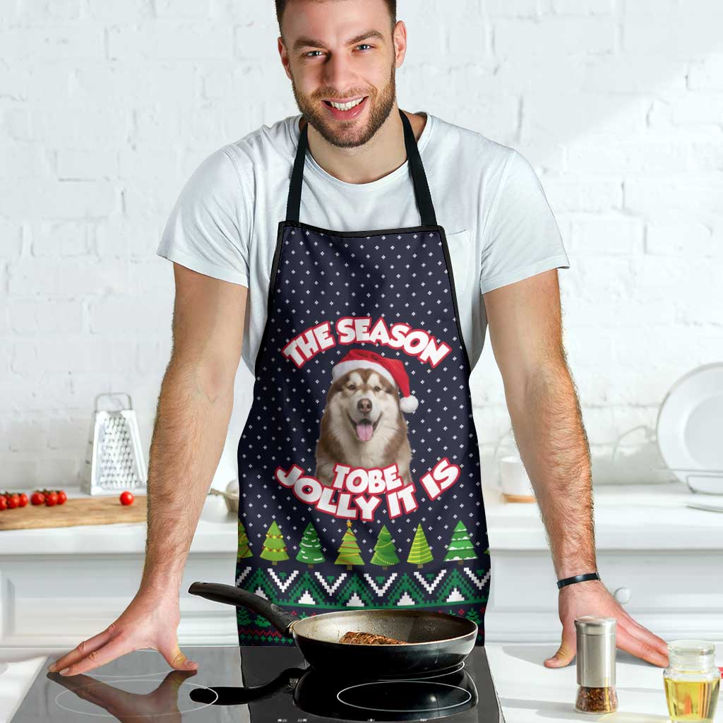 The Season To Be Jolly Siberian Husky Xmas Ball Christmas Apron Xmas Holiday Patterns - Wonder Print Shop