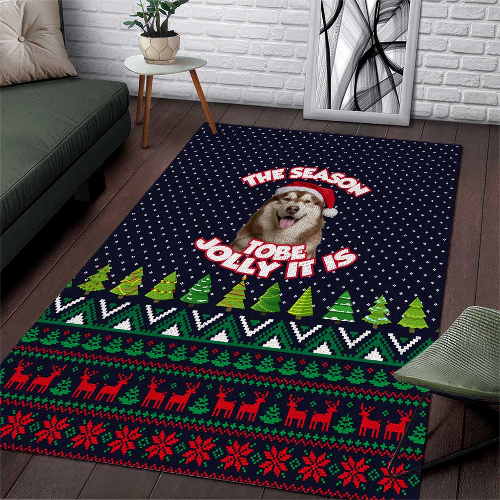 The Season To Be Jolly Siberian Husky Xmas Ball Christmas Area Rug Xmas Holiday Patterns - Wonder Print Shop