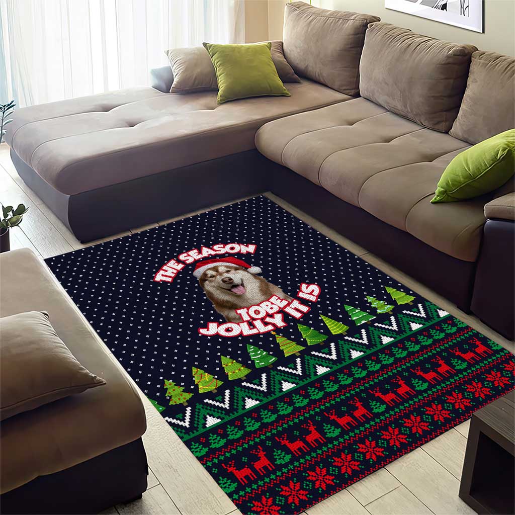The Season To Be Jolly Siberian Husky Xmas Ball Christmas Area Rug Xmas Holiday Patterns - Wonder Print Shop