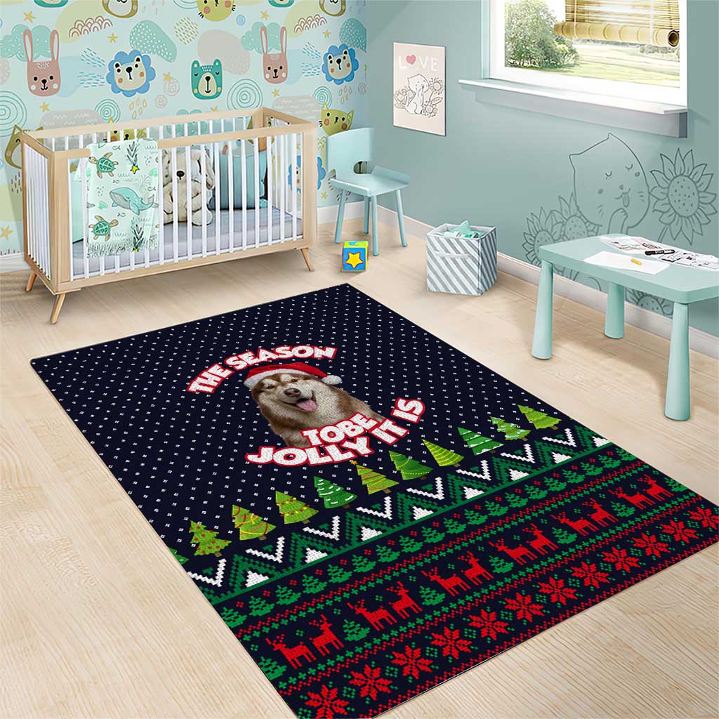 The Season To Be Jolly Siberian Husky Xmas Ball Christmas Area Rug Xmas Holiday Patterns - Wonder Print Shop