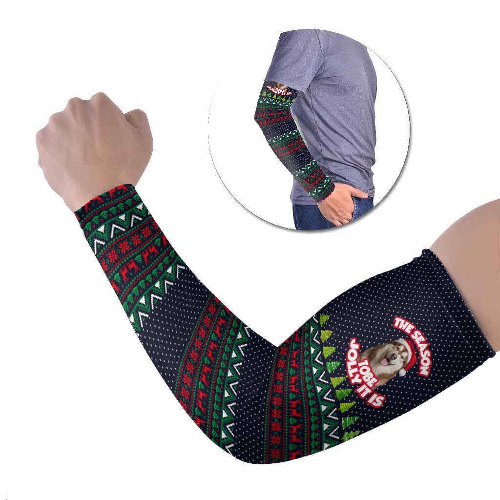 The Season To Be Jolly Siberian Husky Xmas Ball Christmas Arm Sleeves Xmas Holiday Patterns - Wonder Print Shop