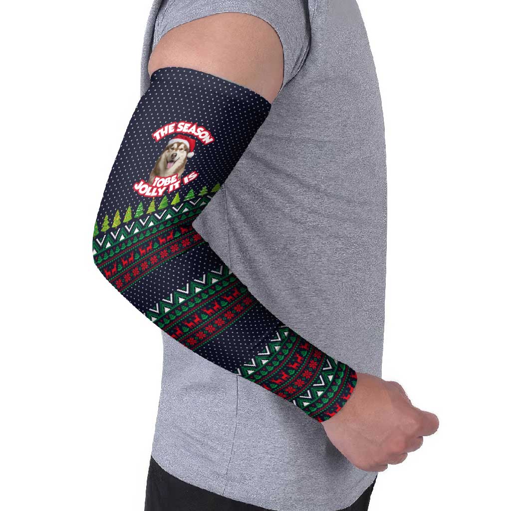 The Season To Be Jolly Siberian Husky Xmas Ball Christmas Arm Sleeves Xmas Holiday Patterns - Wonder Print Shop