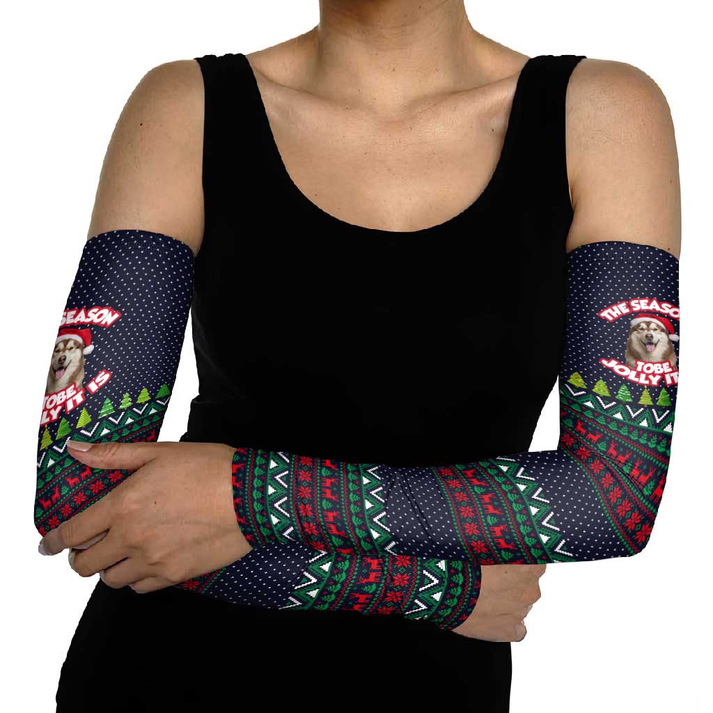 The Season To Be Jolly Siberian Husky Xmas Ball Christmas Arm Sleeves Xmas Holiday Patterns - Wonder Print Shop