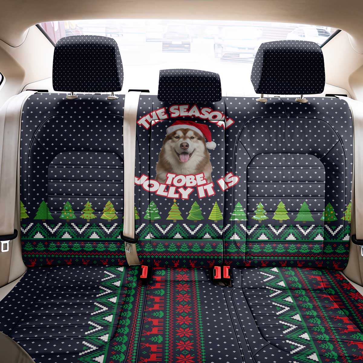 The Season To Be Jolly Siberian Husky Xmas Ball Christmas Back Car Seat Cover Xmas Holiday Patterns - Wonder Print Shop
