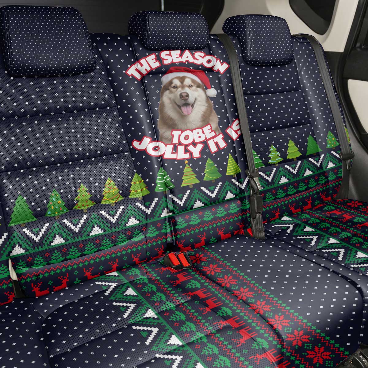 The Season To Be Jolly Siberian Husky Xmas Ball Christmas Back Car Seat Cover Xmas Holiday Patterns - Wonder Print Shop