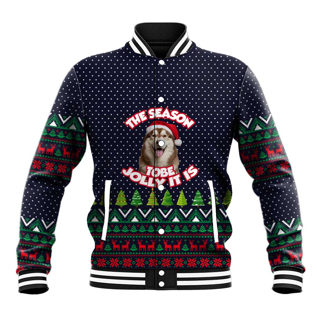 The Season To Be Jolly Siberian Husky Xmas Ball Christmas Baseball Jacket Xmas Holiday Patterns - Wonder Print Shop