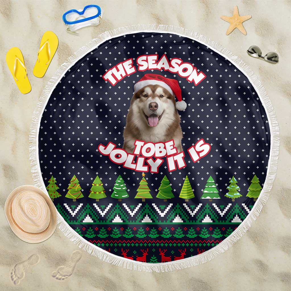 The Season To Be Jolly Siberian Husky Xmas Ball Christmas Beach Blanket Xmas Holiday Patterns - Wonder Print Shop