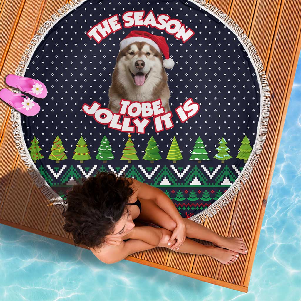 The Season To Be Jolly Siberian Husky Xmas Ball Christmas Beach Blanket Xmas Holiday Patterns - Wonder Print Shop