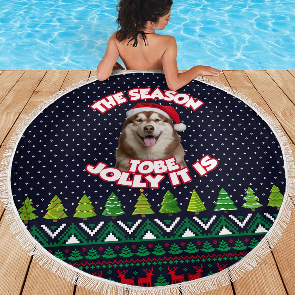 The Season To Be Jolly Siberian Husky Xmas Ball Christmas Beach Blanket Xmas Holiday Patterns - Wonder Print Shop