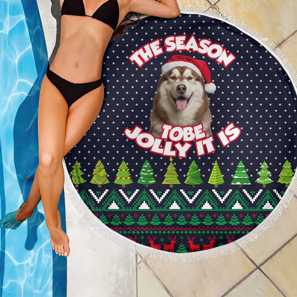 The Season To Be Jolly Siberian Husky Xmas Ball Christmas Beach Blanket Xmas Holiday Patterns - Wonder Print Shop