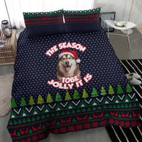 The Season To Be Jolly Siberian Husky Xmas Ball Christmas Bedding Set Xmas Holiday Patterns - Wonder Print Shop