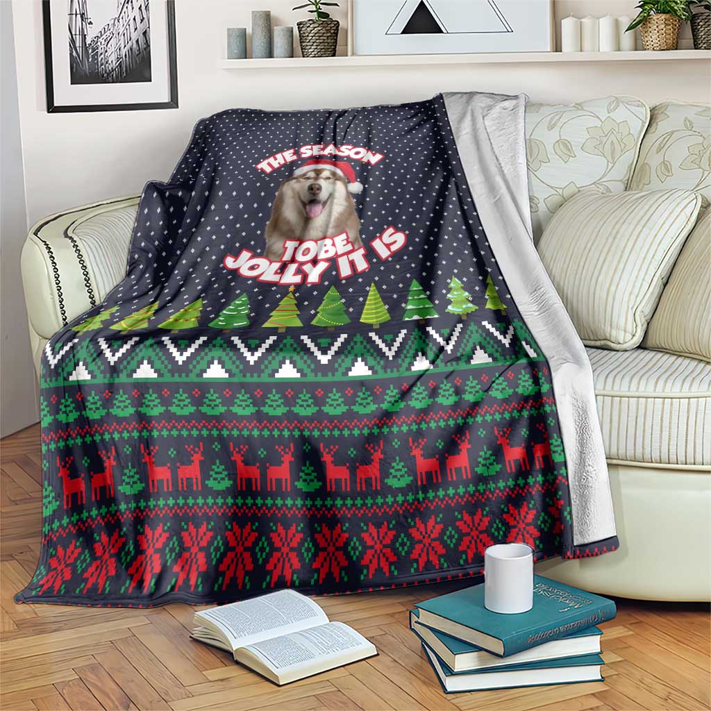 The Season To Be Jolly Siberian Husky Xmas Ball Christmas Blanket Xmas Holiday Patterns - Wonder Print Shop