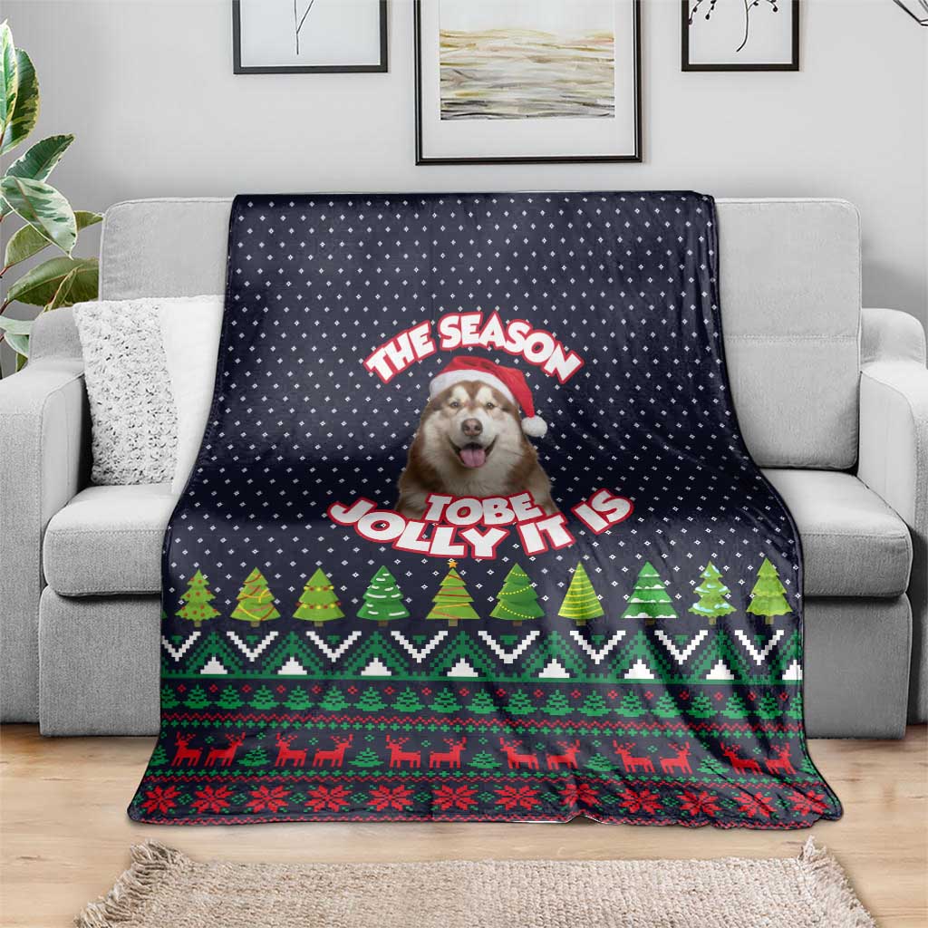 The Season To Be Jolly Siberian Husky Xmas Ball Christmas Blanket Xmas Holiday Patterns - Wonder Print Shop