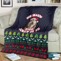The Season To Be Jolly Siberian Husky Xmas Ball Christmas Blanket Xmas Holiday Patterns - Wonder Print Shop