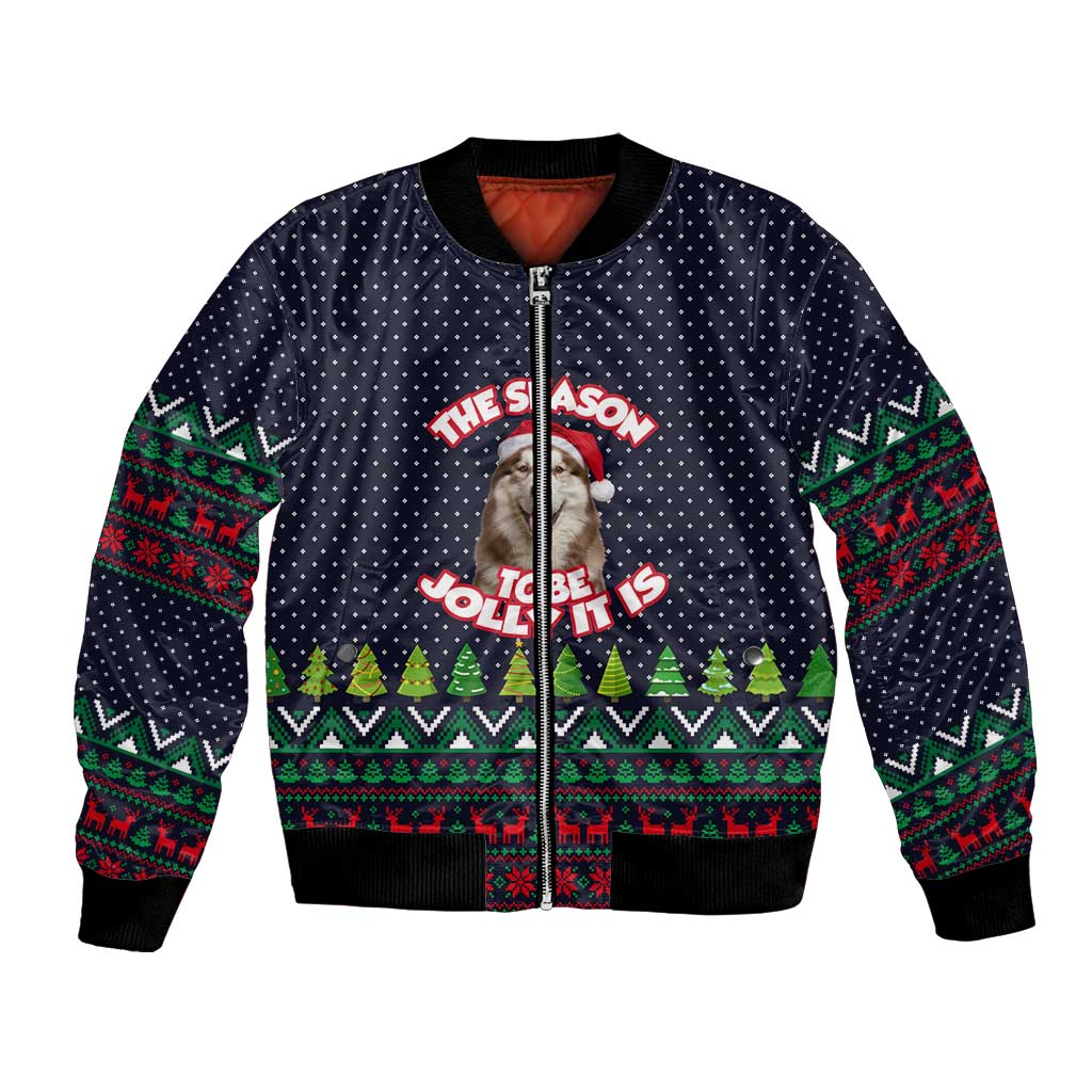 The Season To Be Jolly Siberian Husky Xmas Ball Christmas Bomber Jacket Xmas Holiday Patterns - Wonder Print Shop