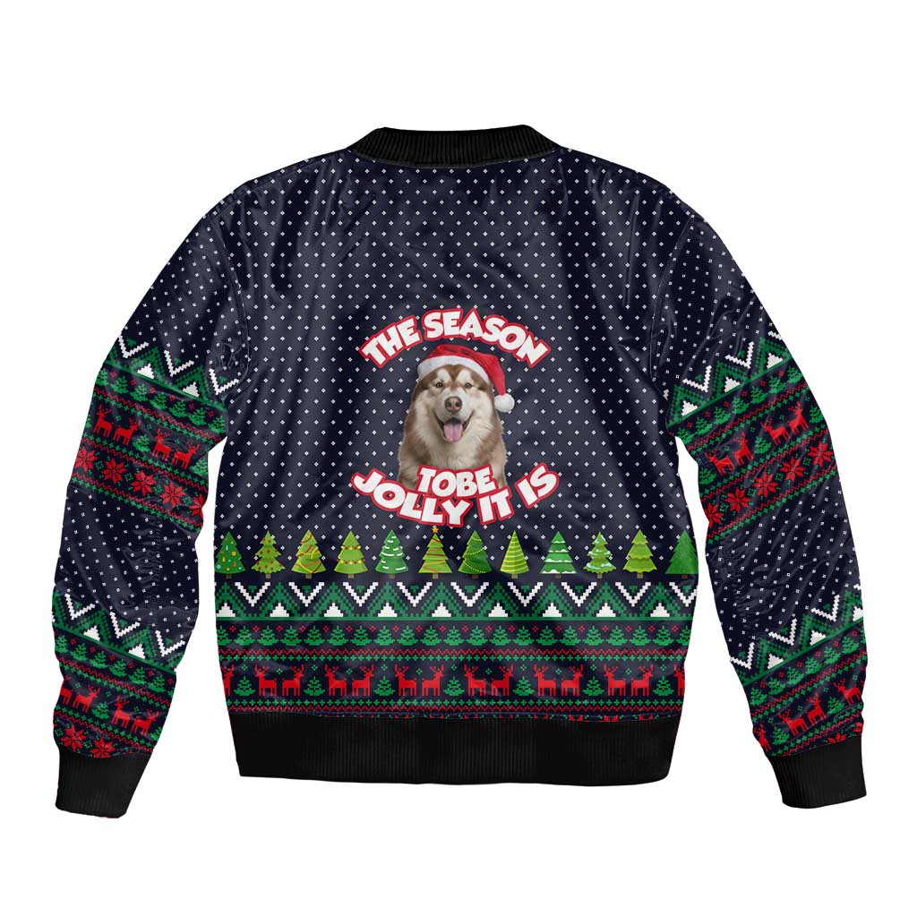 The Season To Be Jolly Siberian Husky Xmas Ball Christmas Bomber Jacket Xmas Holiday Patterns - Wonder Print Shop