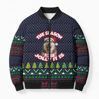The Season To Be Jolly Siberian Husky Xmas Ball Christmas Bomber Puffer Jacket Xmas Holiday Patterns - Wonder Print Shop