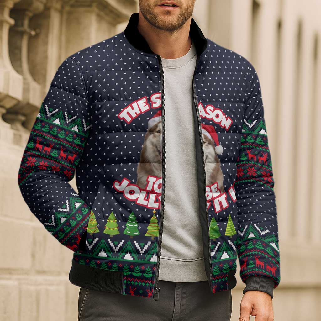 The Season To Be Jolly Siberian Husky Xmas Ball Christmas Bomber Puffer Jacket Xmas Holiday Patterns - Wonder Print Shop