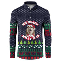 The Season To Be Jolly Siberian Husky Xmas Ball Christmas Button Sweatshirt Xmas Holiday Patterns - Wonder Print Shop