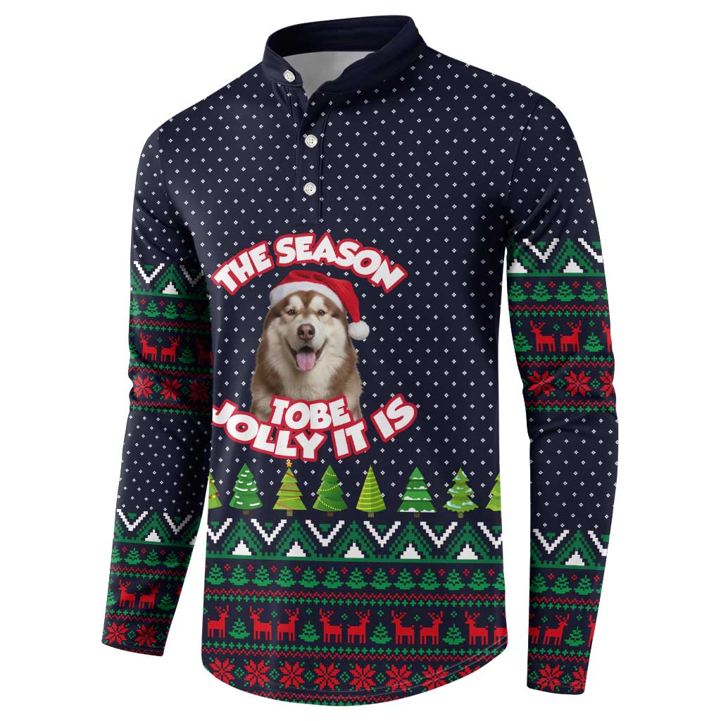 The Season To Be Jolly Siberian Husky Xmas Ball Christmas Button Sweatshirt Xmas Holiday Patterns - Wonder Print Shop