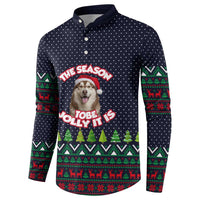 The Season To Be Jolly Siberian Husky Xmas Ball Christmas Button Sweatshirt Xmas Holiday Patterns - Wonder Print Shop
