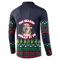 The Season To Be Jolly Siberian Husky Xmas Ball Christmas Button Sweatshirt Xmas Holiday Patterns - Wonder Print Shop