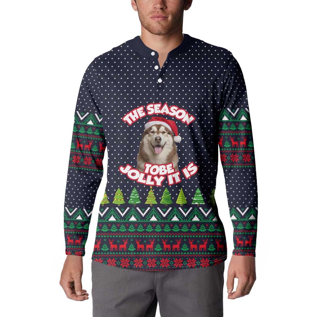 The Season To Be Jolly Siberian Husky Xmas Ball Christmas Button Sweatshirt Xmas Holiday Patterns - Wonder Print Shop