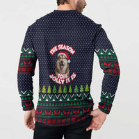 The Season To Be Jolly Siberian Husky Xmas Ball Christmas Button Sweatshirt Xmas Holiday Patterns - Wonder Print Shop