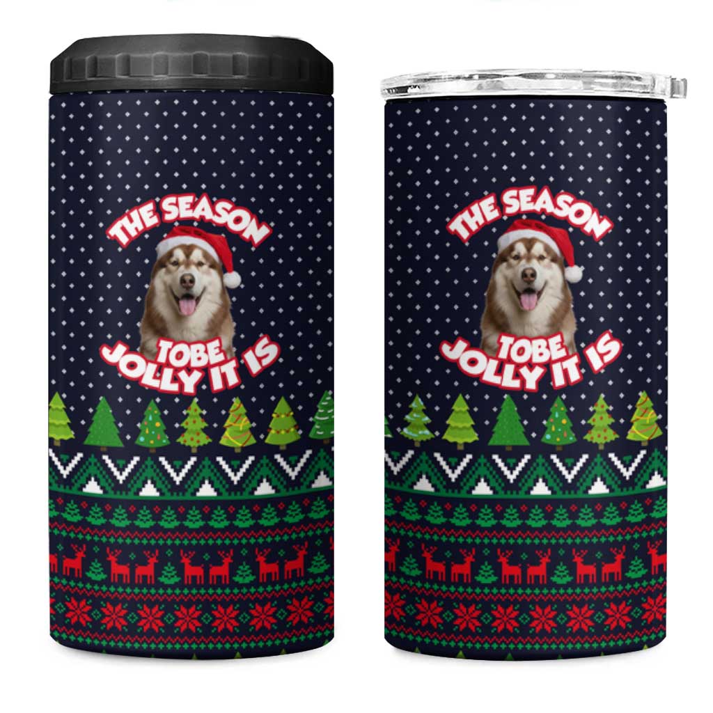 The Season To Be Jolly Siberian Husky Xmas Ball Christmas 4 in 1 Can Cooler Tumbler Xmas Holiday Patterns - Wonder Print Shop