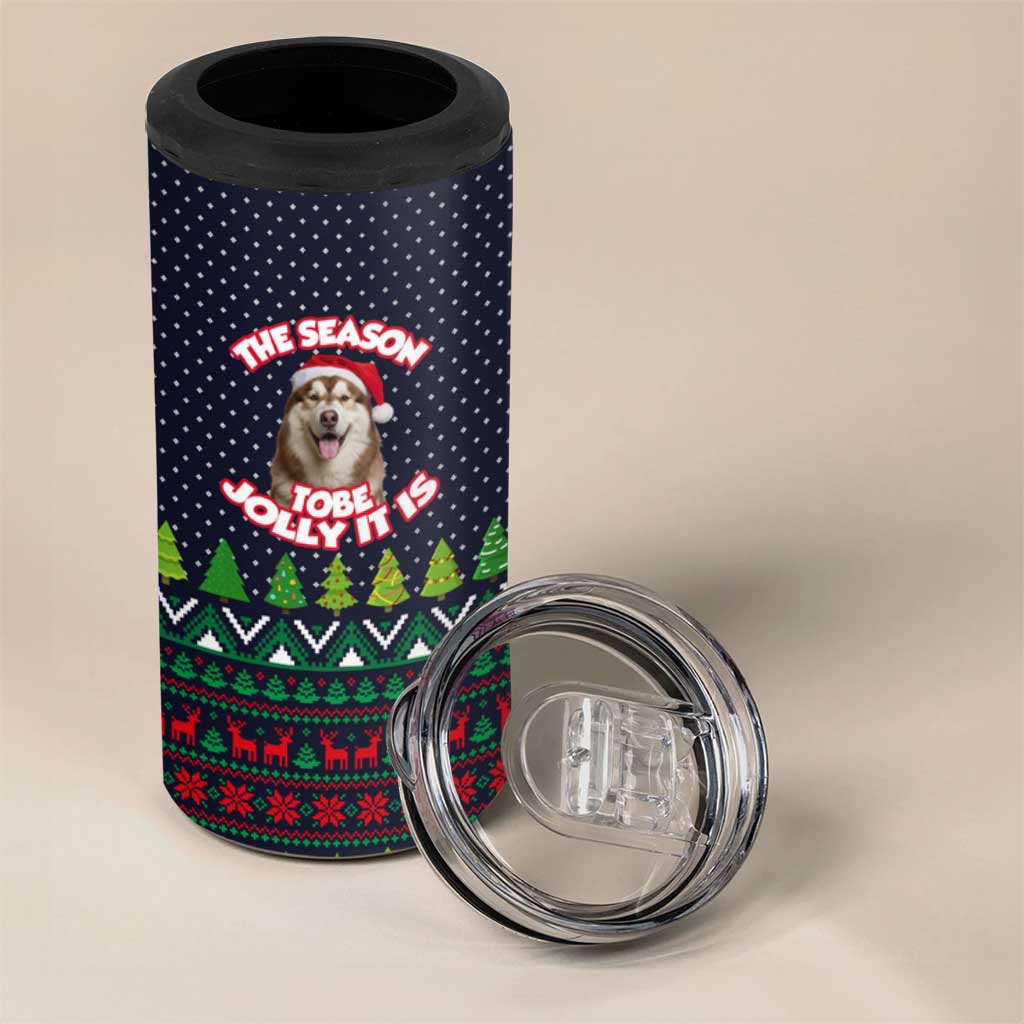 The Season To Be Jolly Siberian Husky Xmas Ball Christmas 4 in 1 Can Cooler Tumbler Xmas Holiday Patterns - Wonder Print Shop