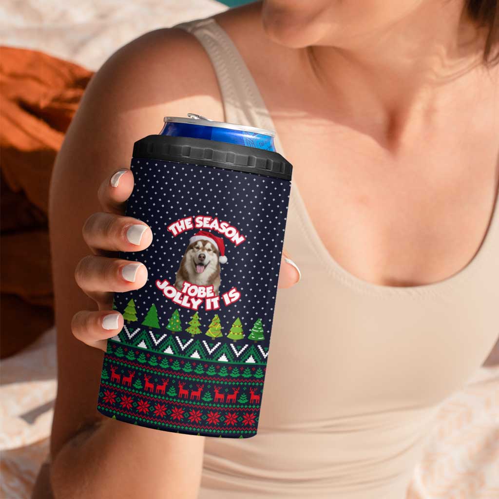 The Season To Be Jolly Siberian Husky Xmas Ball Christmas 4 in 1 Can Cooler Tumbler Xmas Holiday Patterns - Wonder Print Shop
