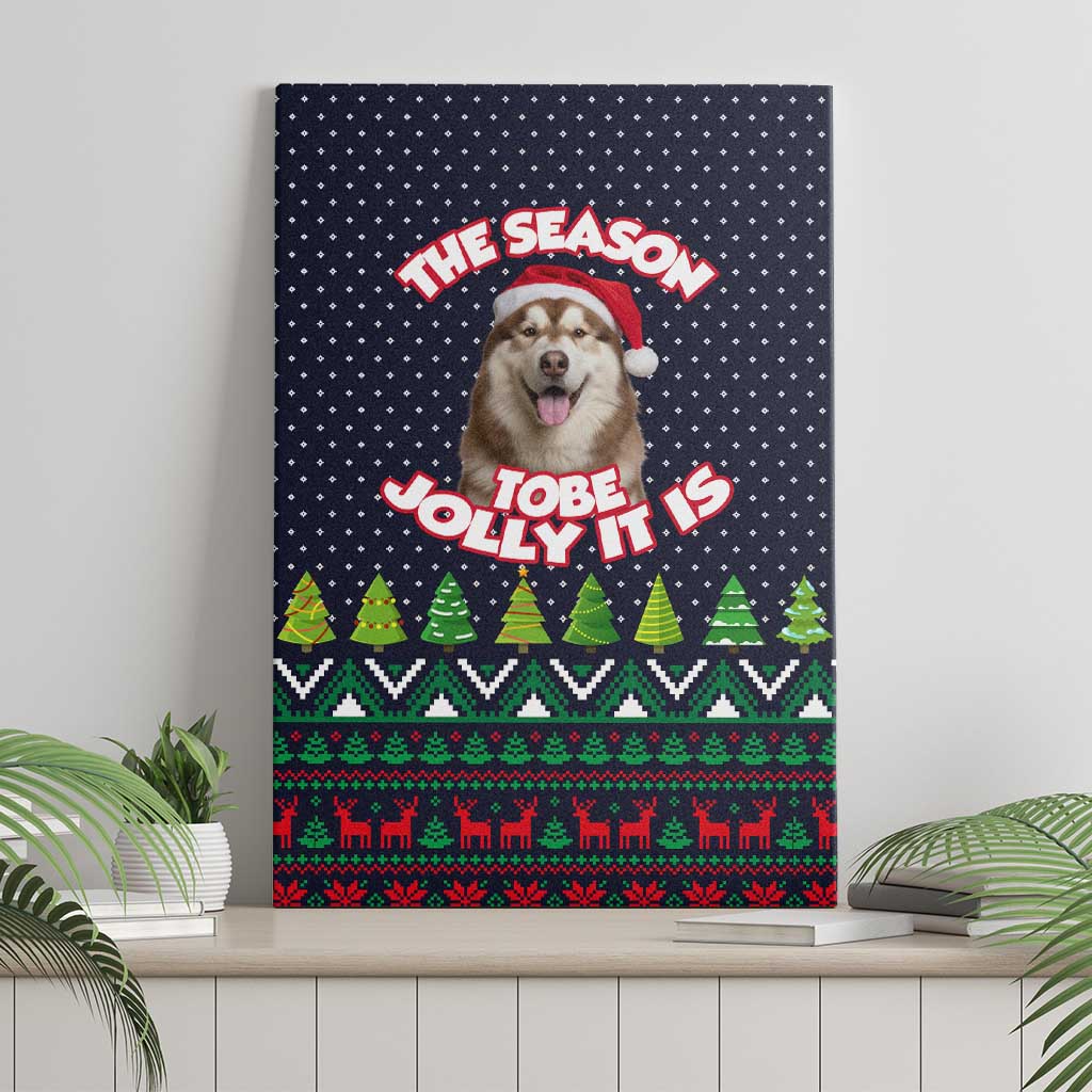 The Season To Be Jolly Siberian Husky Xmas Ball Christmas Canvas Wall Art Xmas Holiday Patterns - Wonder Print Shop