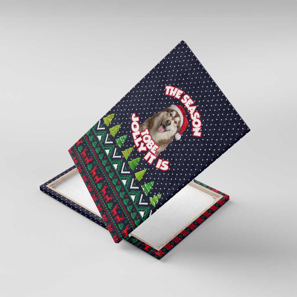 The Season To Be Jolly Siberian Husky Xmas Ball Christmas Canvas Wall Art Xmas Holiday Patterns - Wonder Print Shop