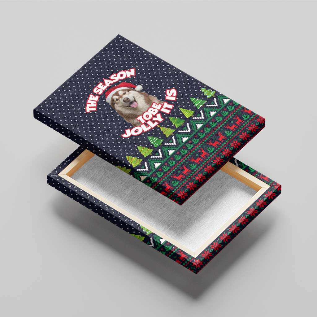 The Season To Be Jolly Siberian Husky Xmas Ball Christmas Canvas Wall Art Xmas Holiday Patterns - Wonder Print Shop