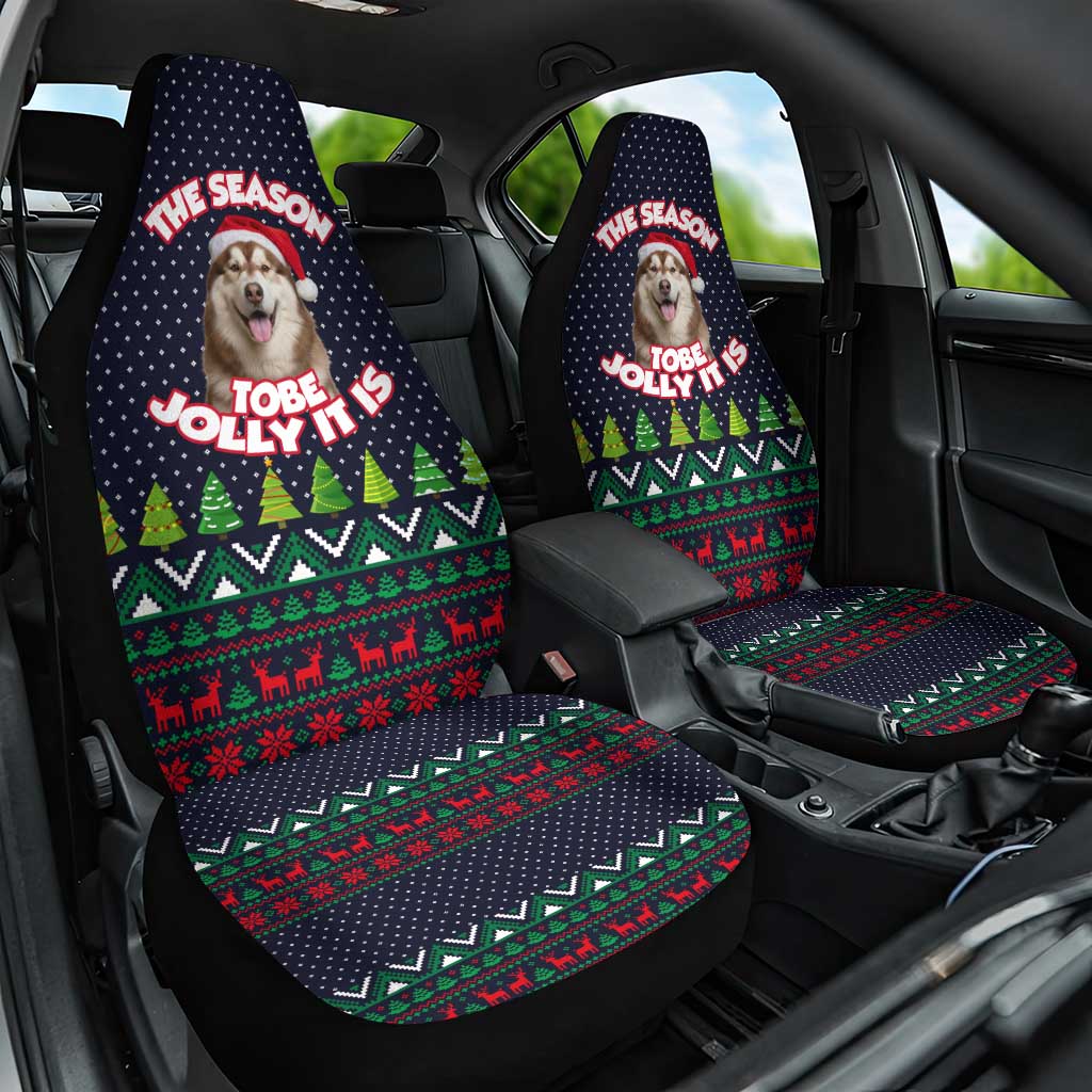 The Season To Be Jolly Siberian Husky Xmas Ball Christmas Car Seat Cover Xmas Holiday Patterns - Wonder Print Shop