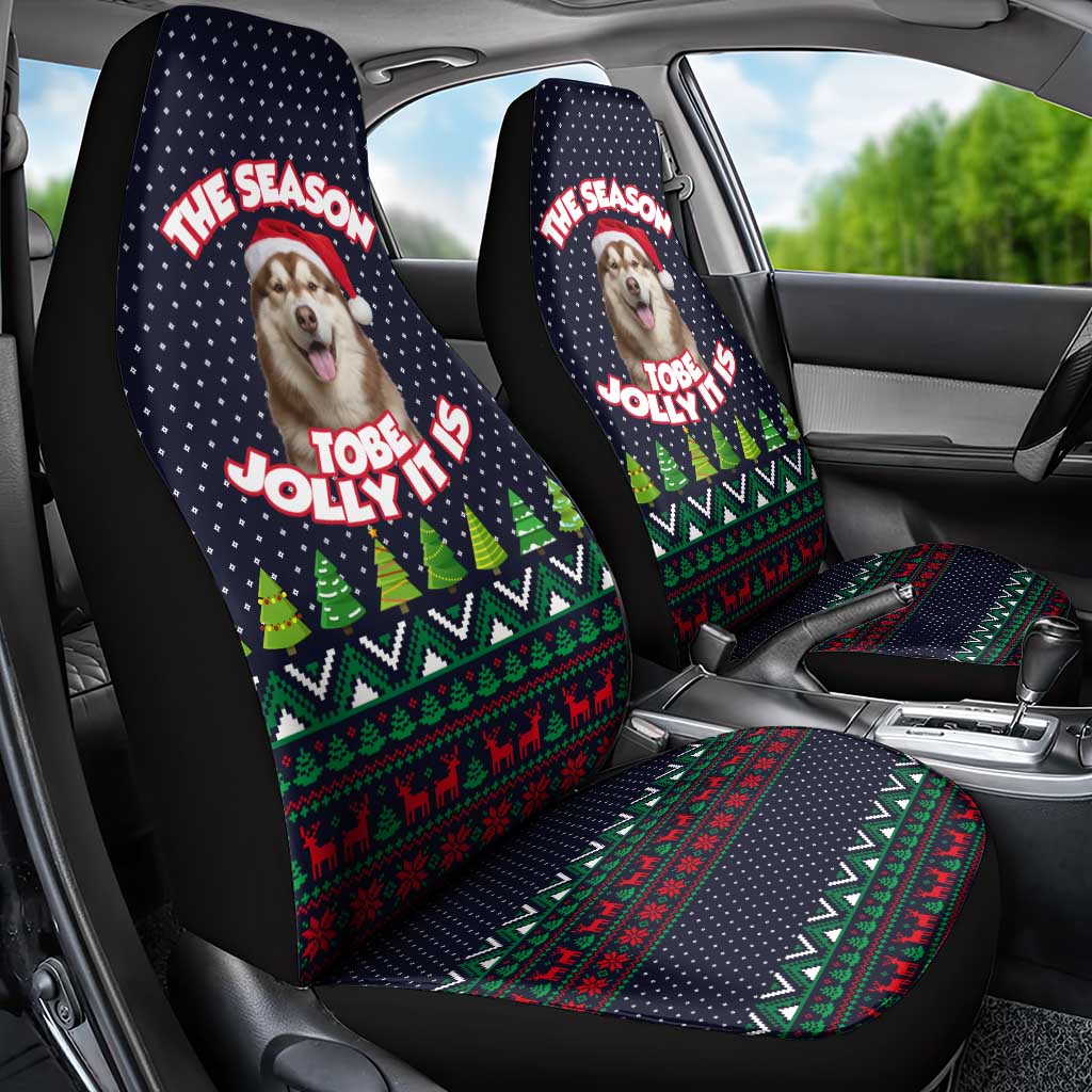 The Season To Be Jolly Siberian Husky Xmas Ball Christmas Car Seat Cover Xmas Holiday Patterns - Wonder Print Shop