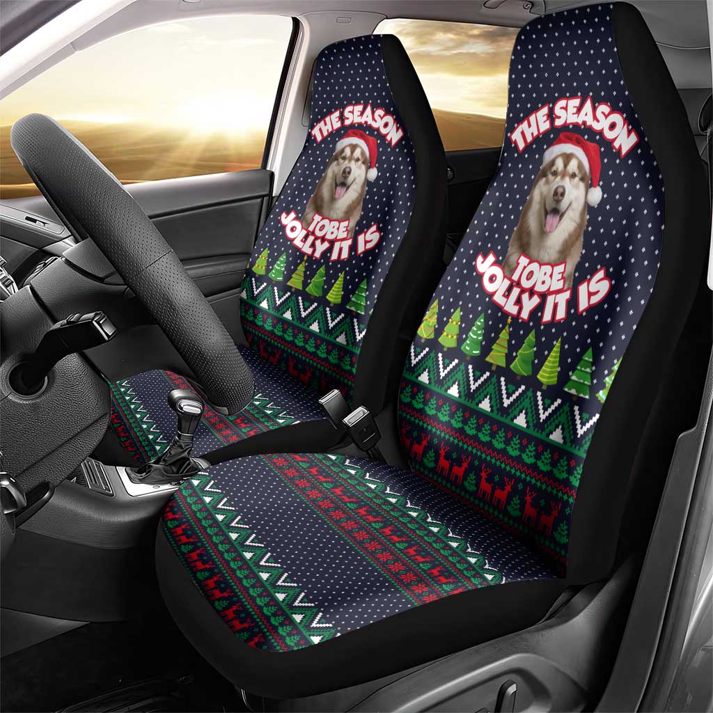The Season To Be Jolly Siberian Husky Xmas Ball Christmas Car Seat Cover Xmas Holiday Patterns - Wonder Print Shop