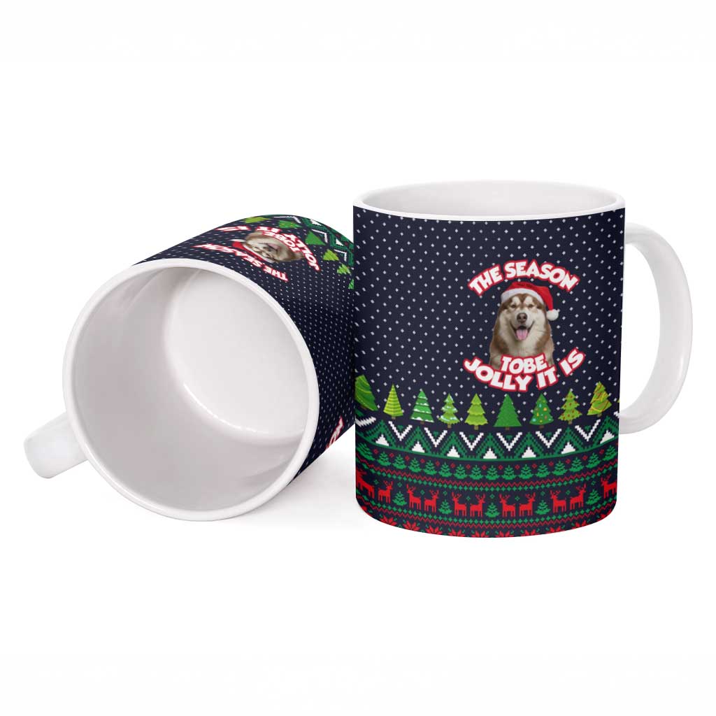 The Season To Be Jolly Siberian Husky Xmas Ball Christmas Ceramic Mug Xmas Holiday Patterns - Wonder Print Shop