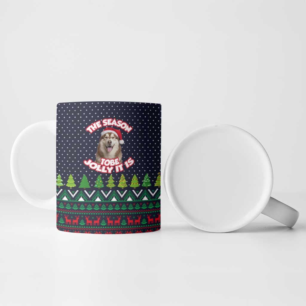 The Season To Be Jolly Siberian Husky Xmas Ball Christmas Ceramic Mug Xmas Holiday Patterns - Wonder Print Shop
