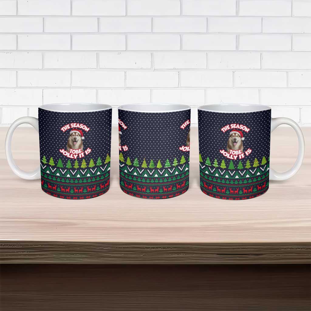 The Season To Be Jolly Siberian Husky Xmas Ball Christmas Ceramic Mug Xmas Holiday Patterns - Wonder Print Shop