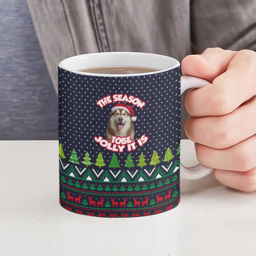 The Season To Be Jolly Siberian Husky Xmas Ball Christmas Ceramic Mug Xmas Holiday Patterns - Wonder Print Shop