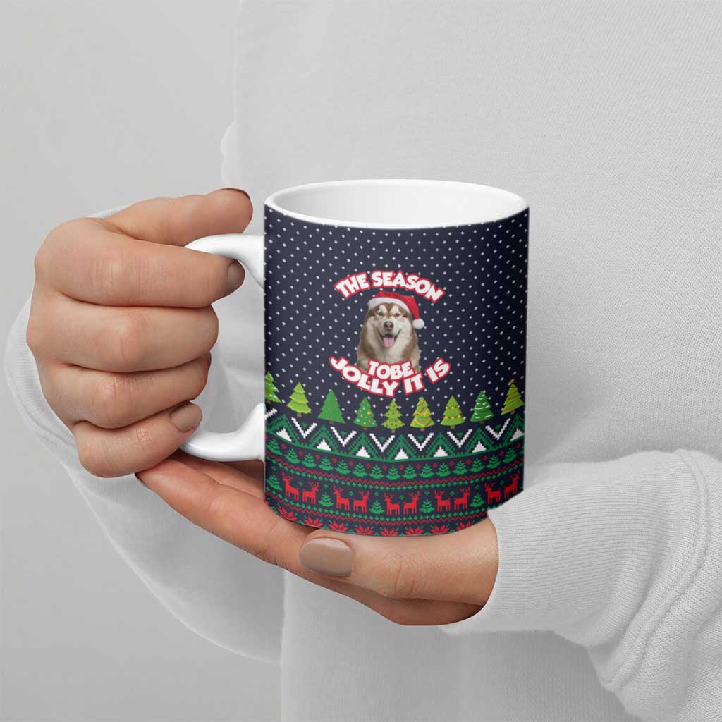 The Season To Be Jolly Siberian Husky Xmas Ball Christmas Ceramic Mug Xmas Holiday Patterns - Wonder Print Shop