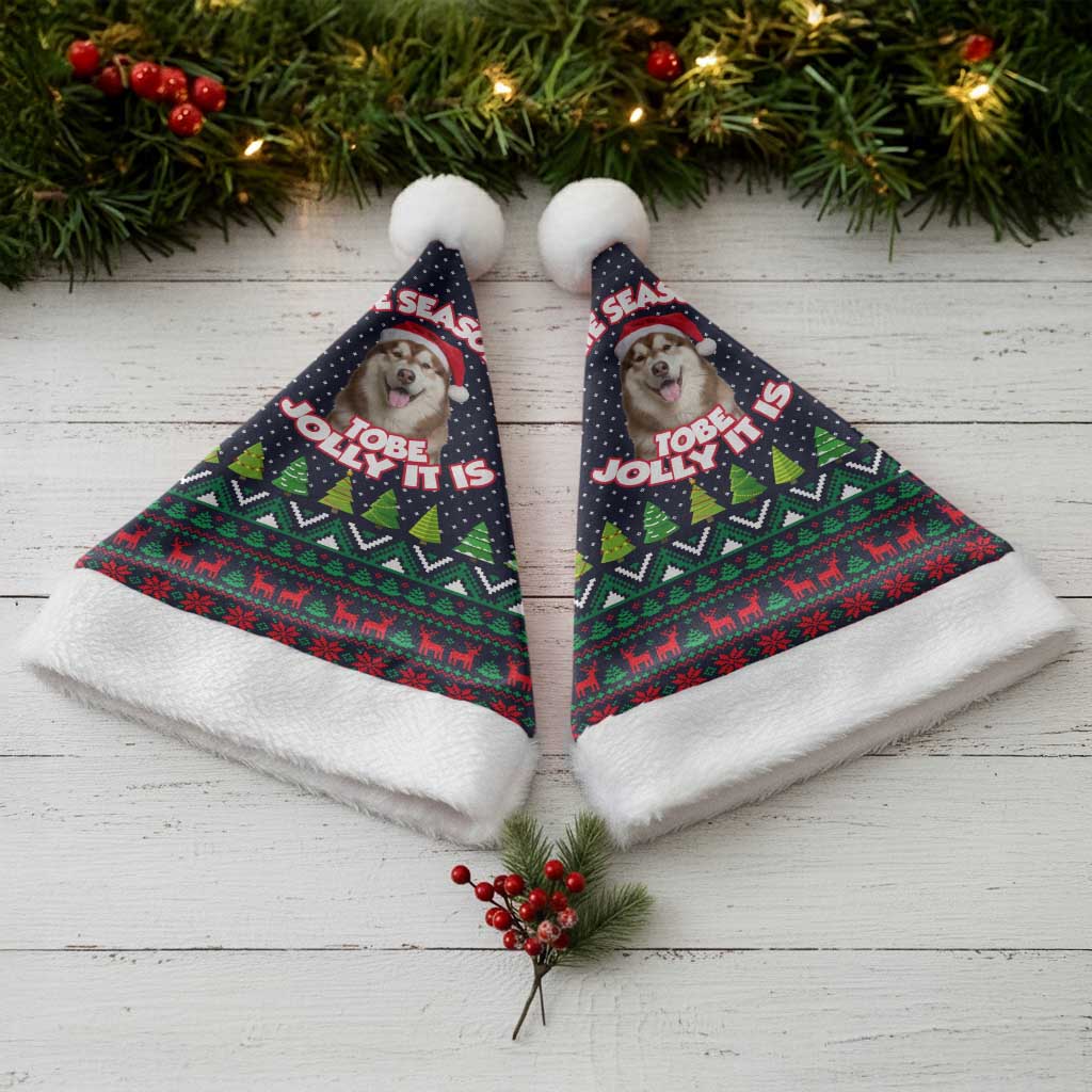 The Season To Be Jolly Siberian Husky Xmas Ball Christmas Santa Hat Xmas Holiday Patterns - Wonder Print Shop