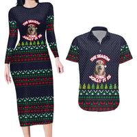 The Season To Be Jolly Siberian Husky Xmas Ball Christmas Couples Matching Long Sleeve Bodycon Dress and Hawaiian Shirt Xmas Holiday Patterns - Wonder Print Shop