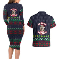 The Season To Be Jolly Siberian Husky Xmas Ball Christmas Couples Matching Long Sleeve Bodycon Dress and Hawaiian Shirt Xmas Holiday Patterns - Wonder Print Shop