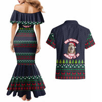 The Season To Be Jolly Siberian Husky Xmas Ball Christmas Couples Matching Mermaid Dress and Hawaiian Shirt Xmas Holiday Patterns - Wonder Print Shop